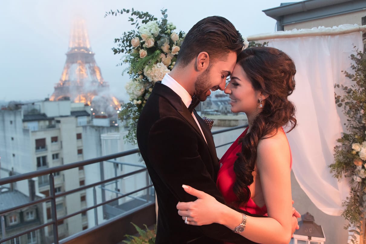 Shangri-La Luxury Paris proposal on an exclusive rooftop with ha