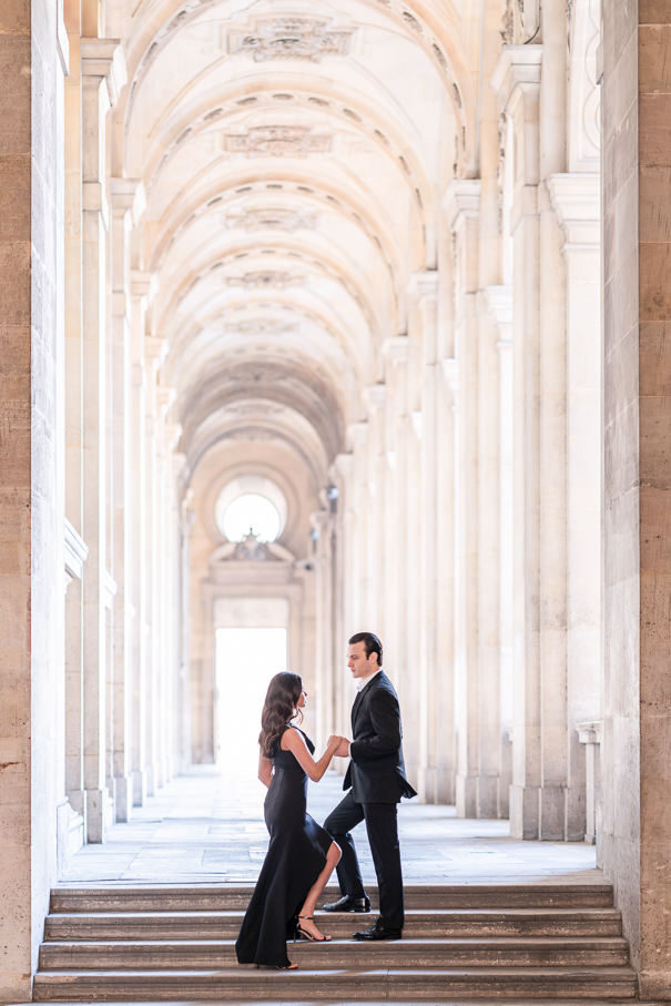Paris engagement photos at Palais Royal